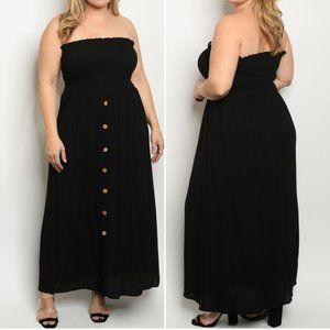 SMOCKED TOP BLACK MAXI DRESS